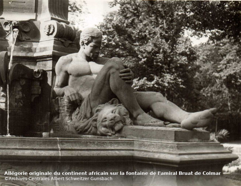 ’œuvre du sculpteur Bartholdi sur la fontaine de l’amiral Bruat de Colmar